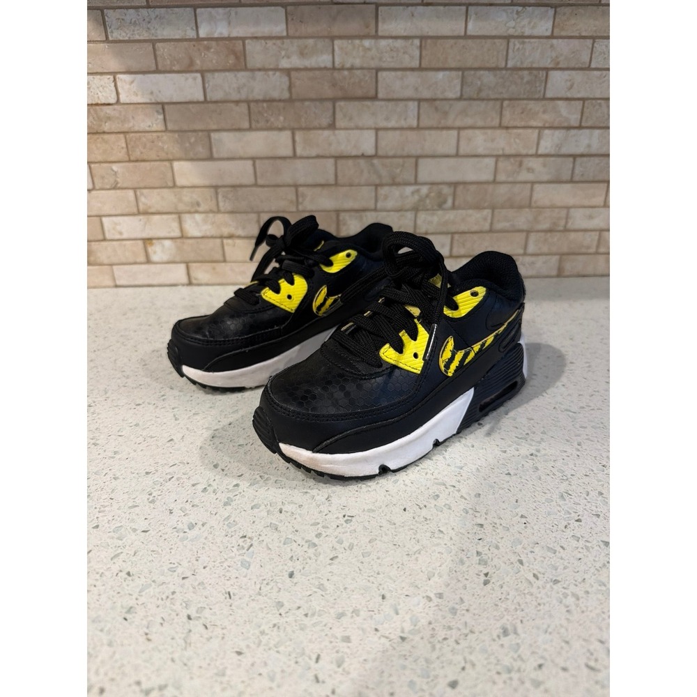 Nike Air Max 90 LTR SE TD Size 10c Black Yellow Bees Shoes
